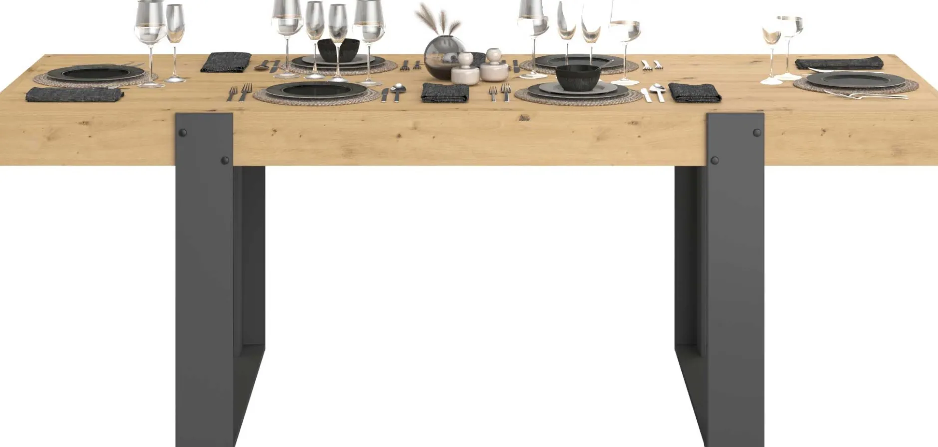 Esstisch London-224cm- Eiche/dunkelgrau