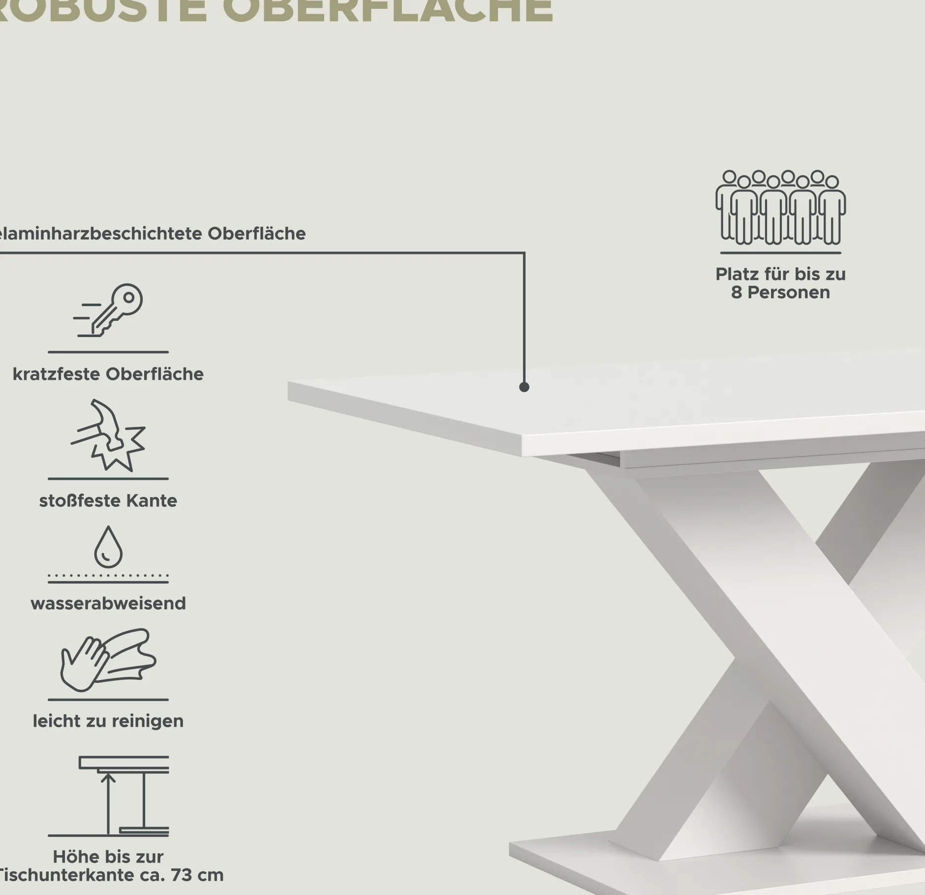 Esstisch Motion Emob - Ausziehbar 150-190x76x90 cm - Weiß