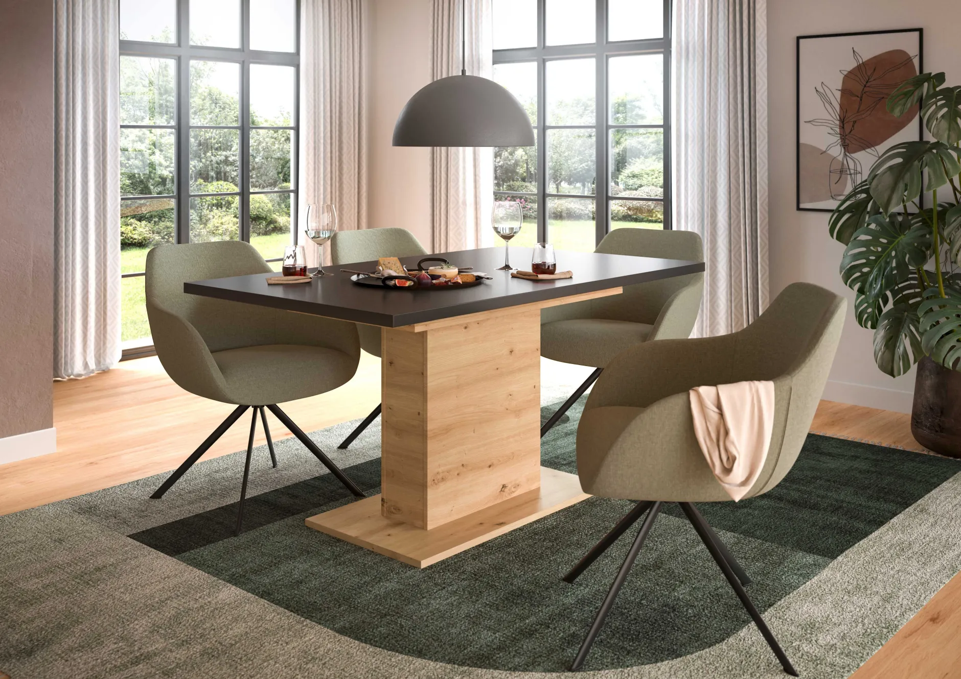 Esstisch Motion Emob – ausziehbar, Artisan und Grau – 150-190x76x90 cm
