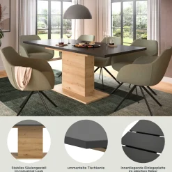 Esstisch Motion Emob – ausziehbar, Artisan und Grau – 150-190x76x90 cm