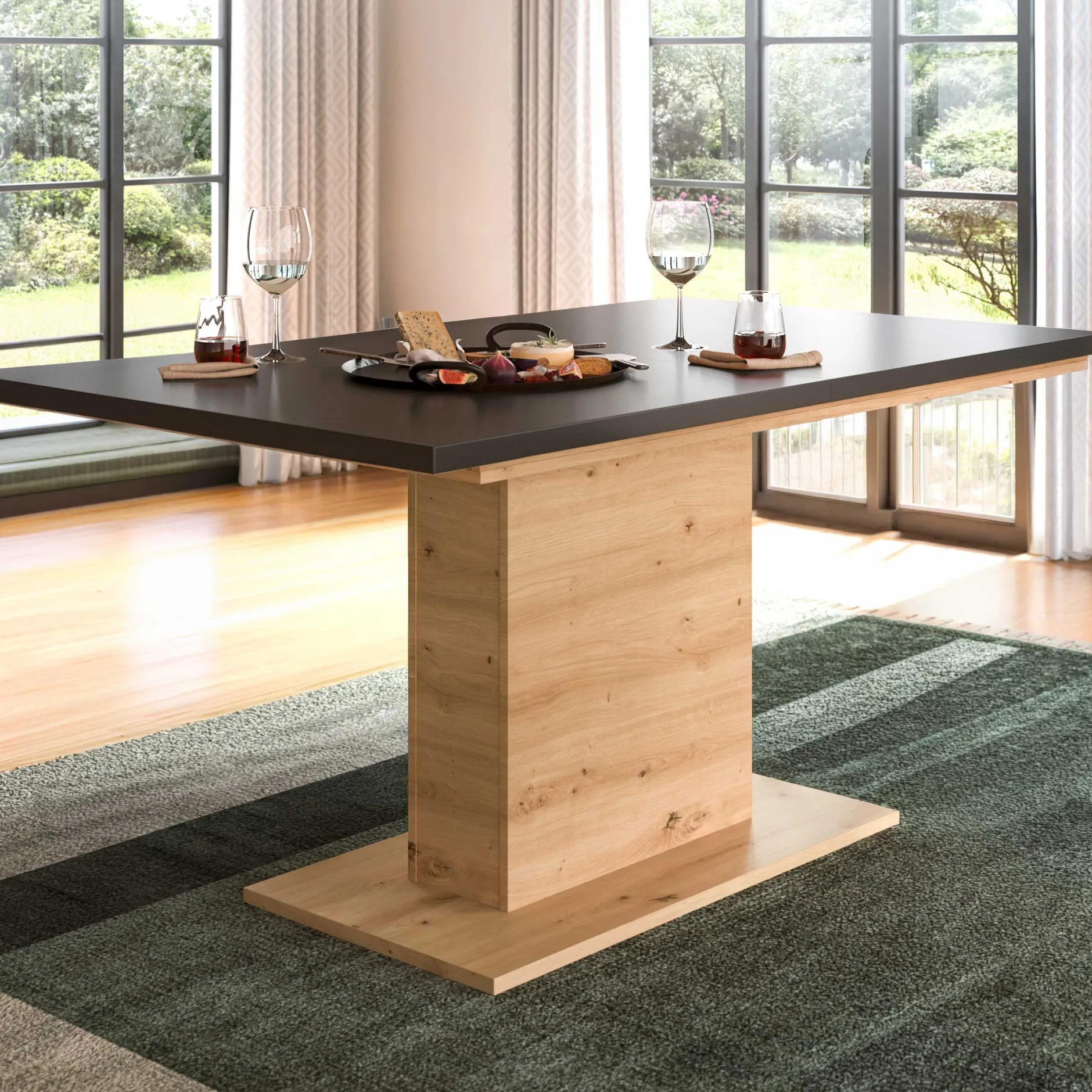 Esstisch Motion Emob – ausziehbar, Artisan und Grau – 150-190x76x90 cm