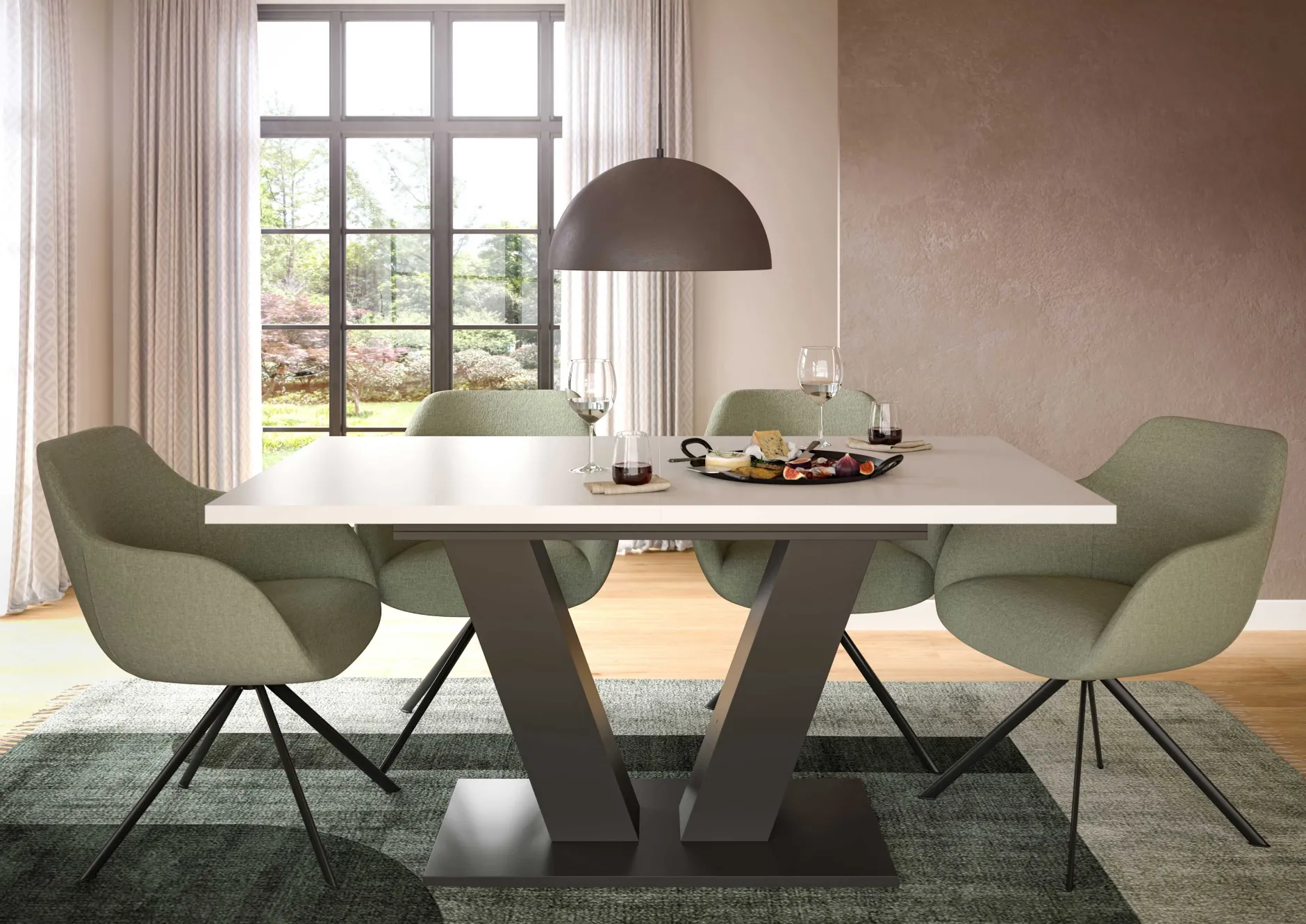 Esstisch Motion Emob - Ausziehbar 150-190x76x90 cm - Weiß/Grau