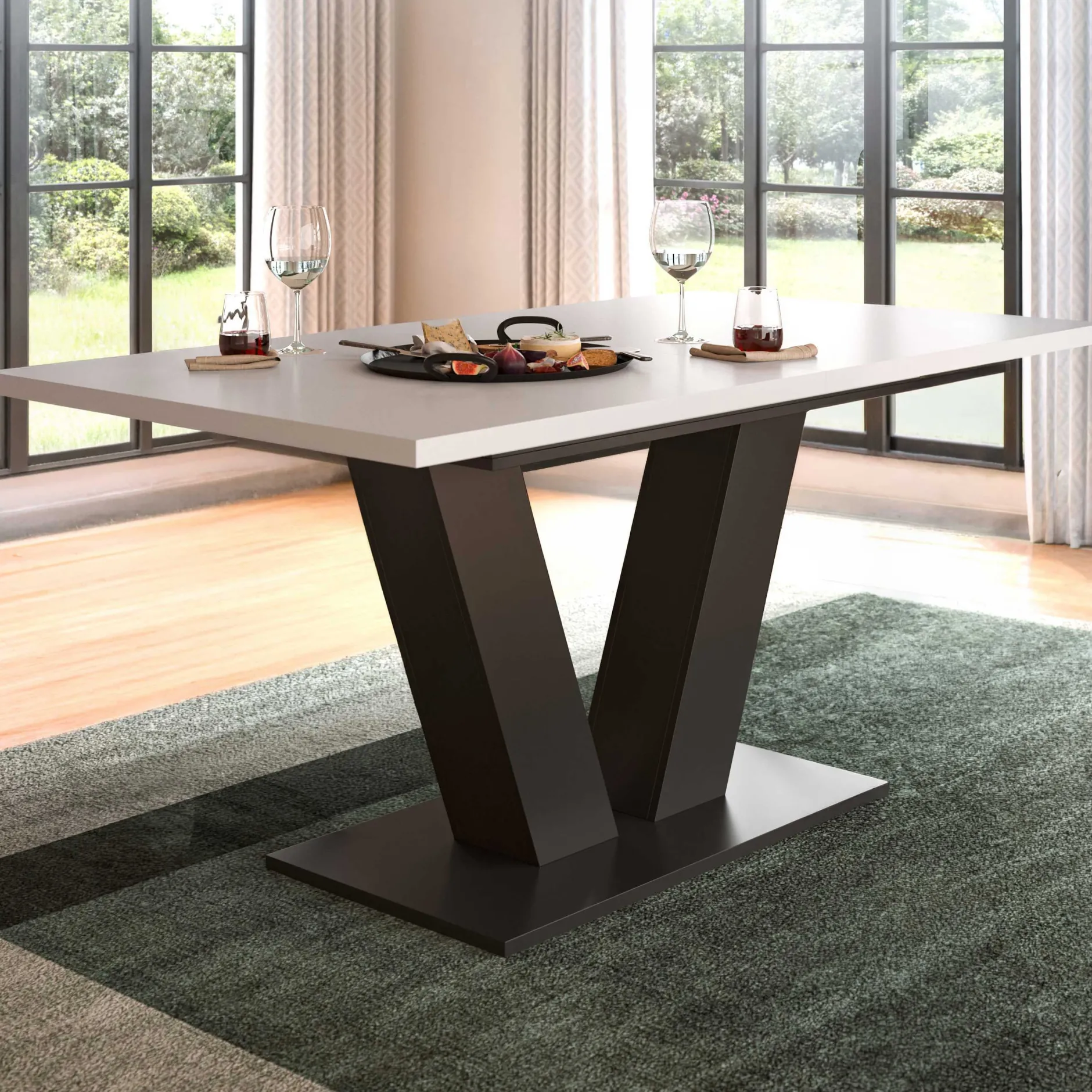 Esstisch Motion Emob - Ausziehbar 150-190x76x90 cm - Weiß/Grau
