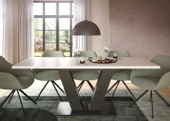 Esstisch Motion Emob - Ausziehbar 150-190x76x90 cm - Weiß/Grau