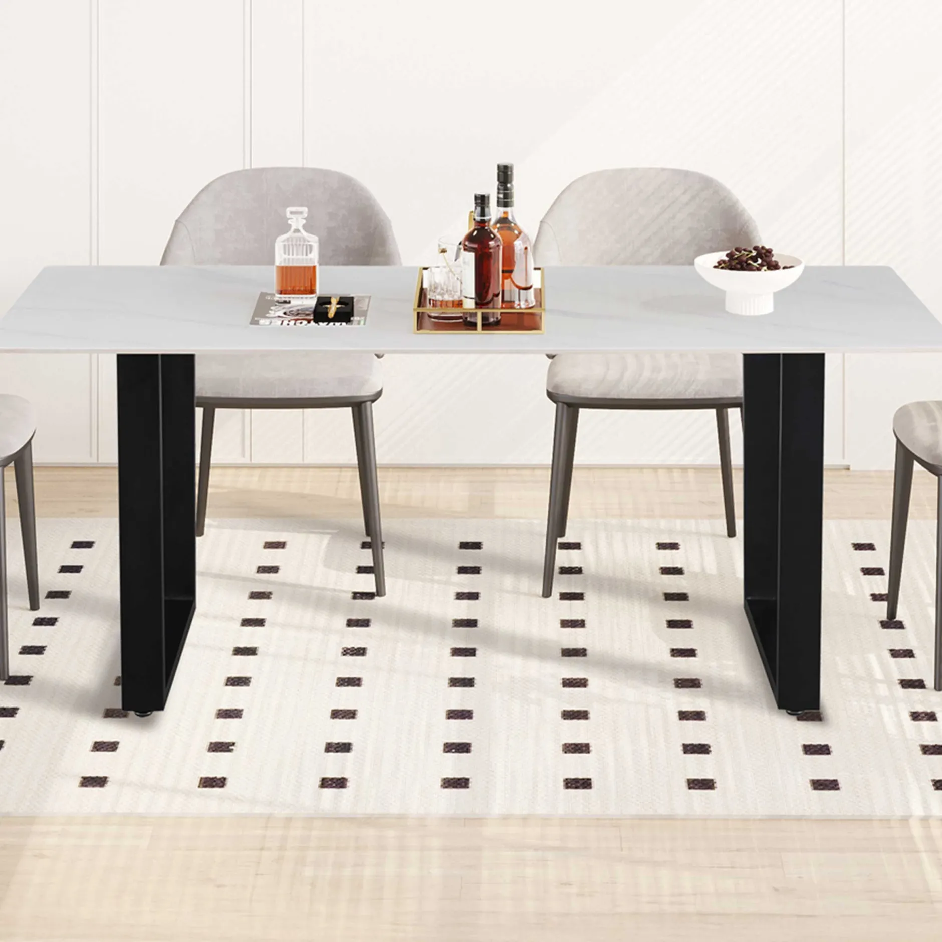 Esstisch Poseidon - 180x90x75cm - gesinterter Stein - Marmor