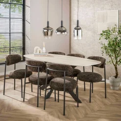 Esstisch Romano Oval 180cm aus keramischem Travertin