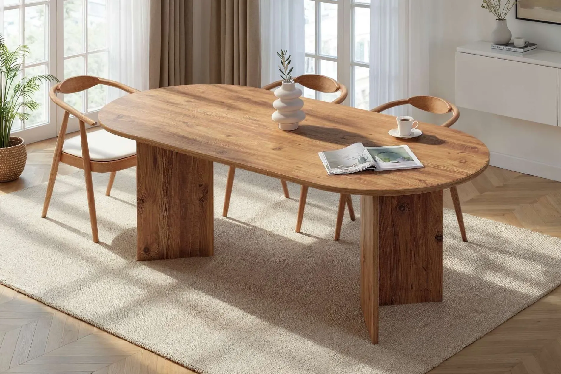 Esstisch Sabella - 100% MELAMINE - Atlantik-Kiefer - 75 x 90 x 200 cm