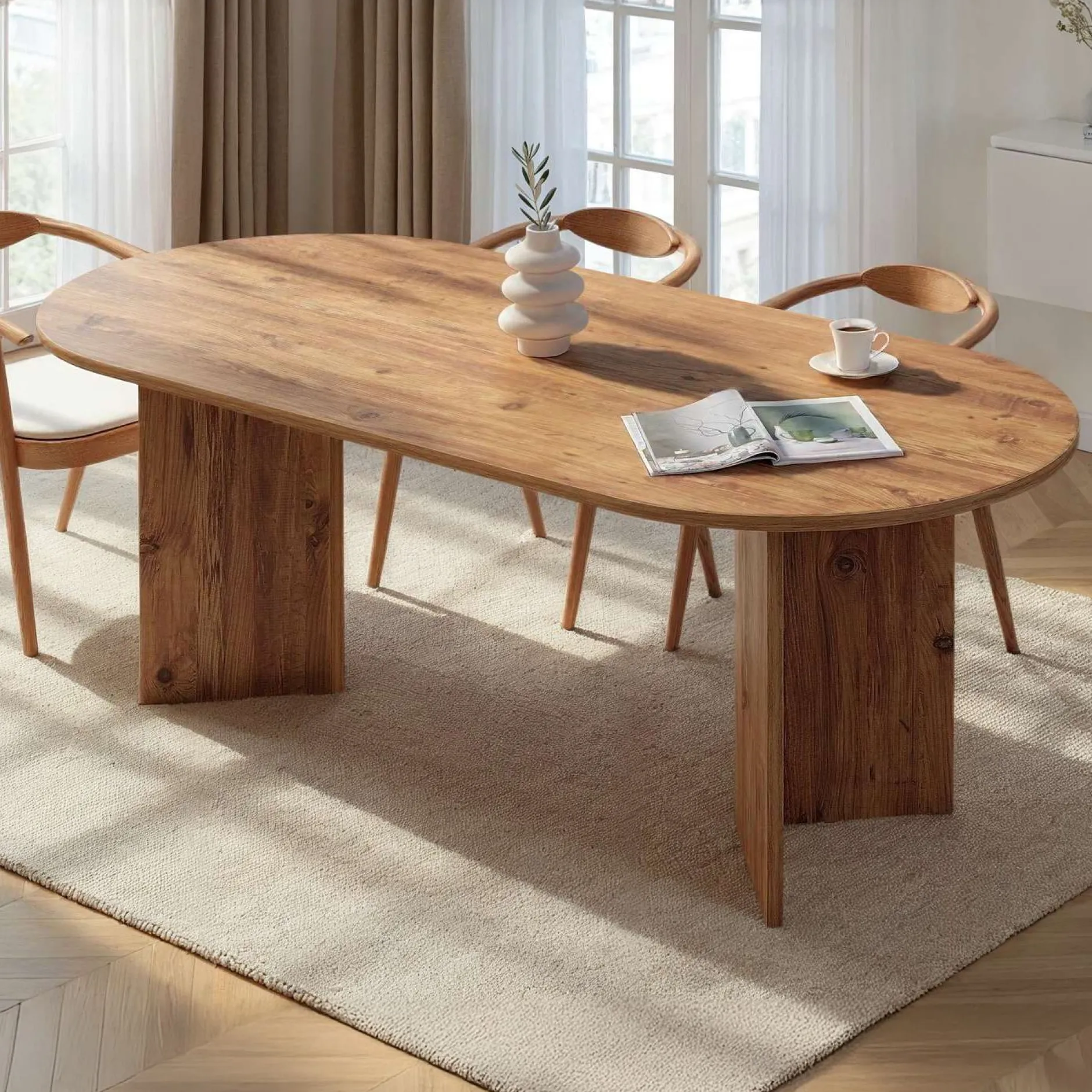 Esstisch Sabella - 100% MELAMINE - Atlantik-Kiefer - 75 x 90 x 200 cm