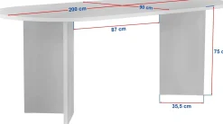 Esstisch Sabella - 100% MELAMINE - Travertin - 75 x 90 x 200 cm