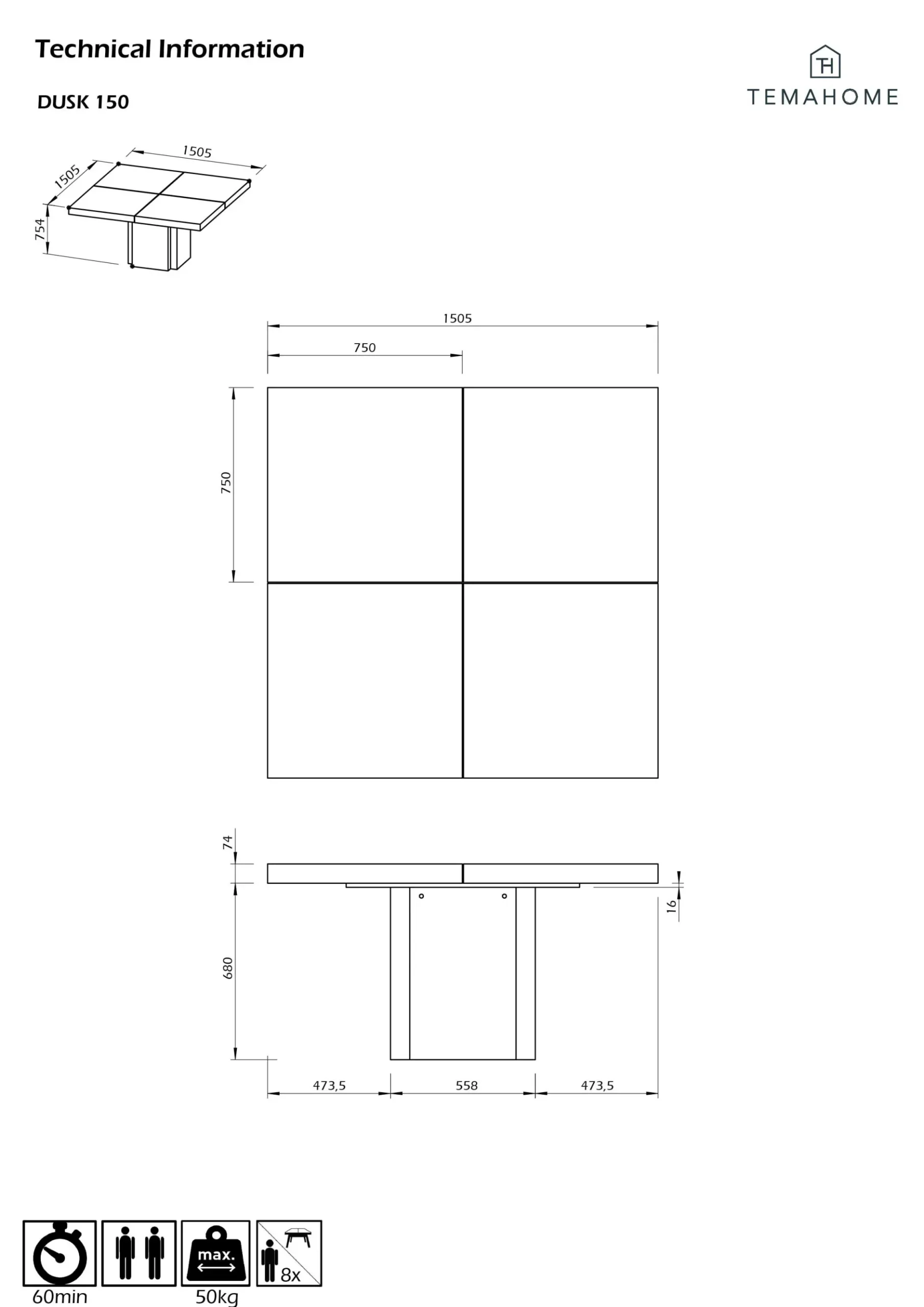 Esstisch Staub - 150x150 cm