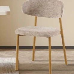 Esstischstuhl Coco - 53x52x78cm - Metall/sandfarbener Stoff