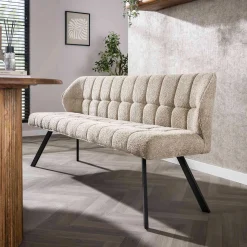 Esszimmerbank Aster - 180x58x81cm - sandfarbener Bouclé-Stoff