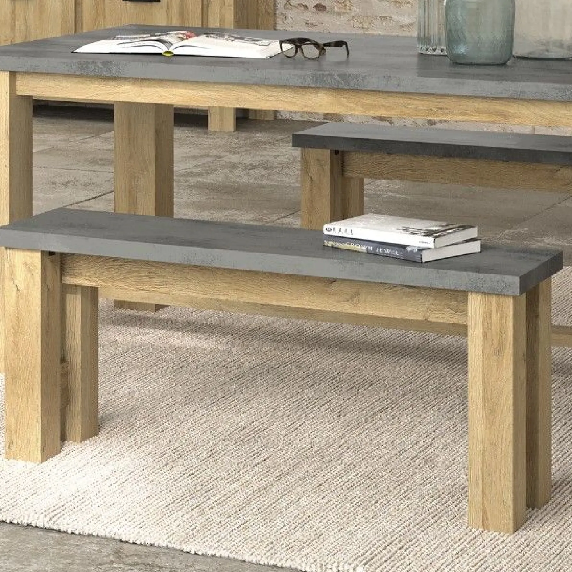 Esszimmerbank Louane 110x30cm - Eiche/Beton