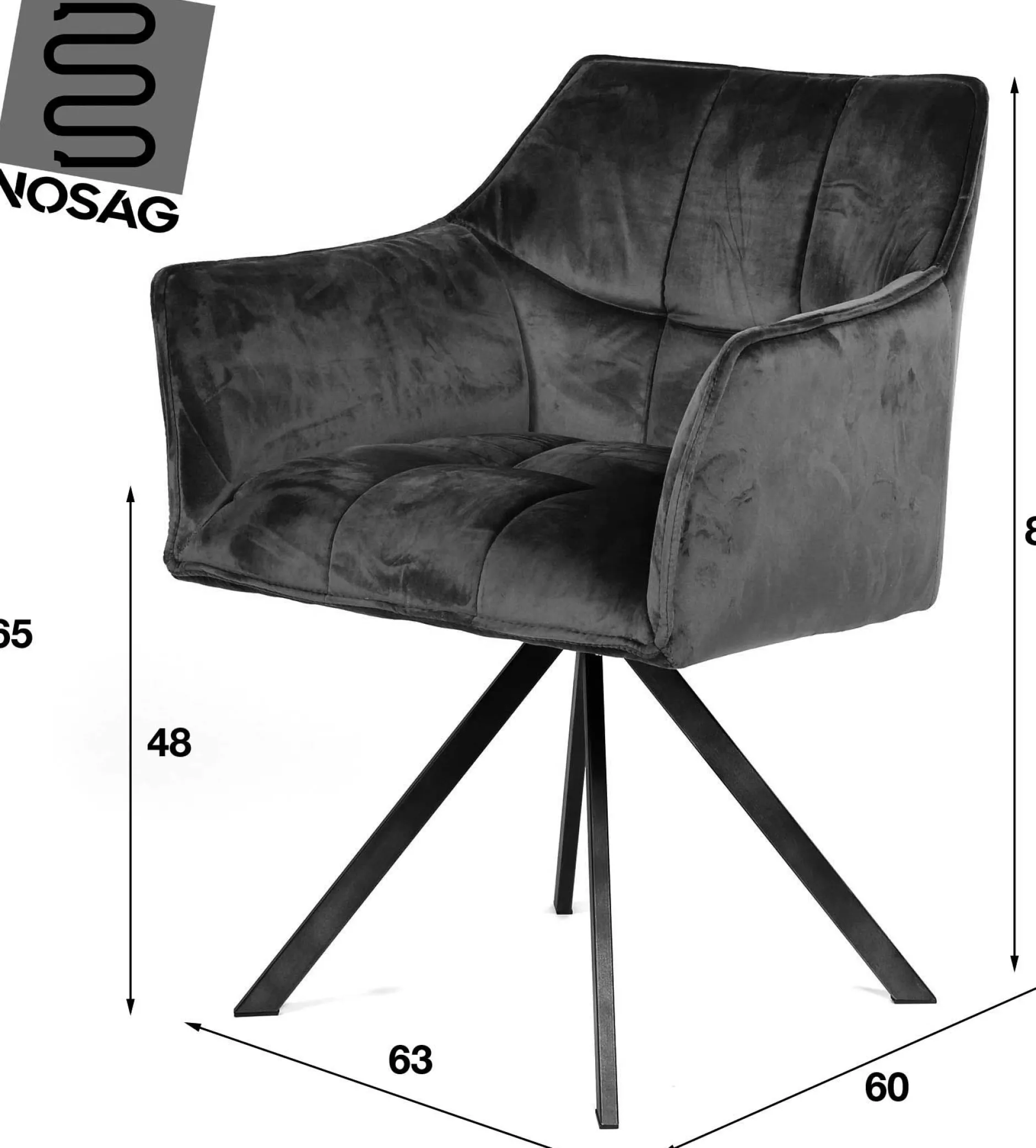 Esszimmer-Drehstuhl Aster - 63x60x81cm - taupe