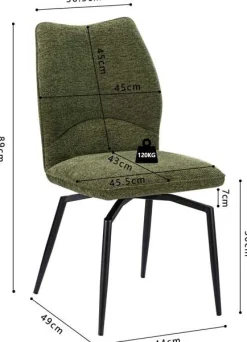 Esszimmer-Drehstuhl Lara - 46x60x89cm - grün