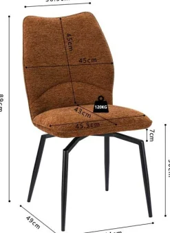 Esszimmer-Drehstuhl Lara - 46x60x89cm - Rost