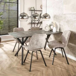 Esszimmer-Drehstuhl Nuria - Chenille-Stoff sand