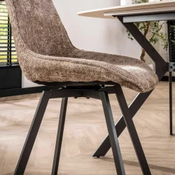 Esszimmer-Drehstuhl Nuria - champagnerfarbener Chenille-Stoff