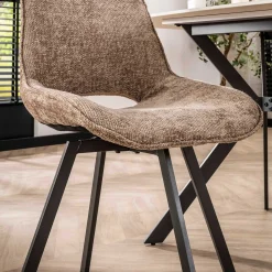 Esszimmer-Drehstuhl Nuria - champagnerfarbener Chenille-Stoff