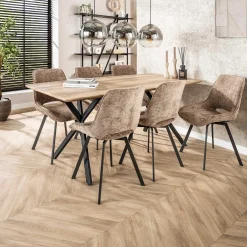 Esszimmer-Drehstuhl Nuria - champagnerfarbener Chenille-Stoff