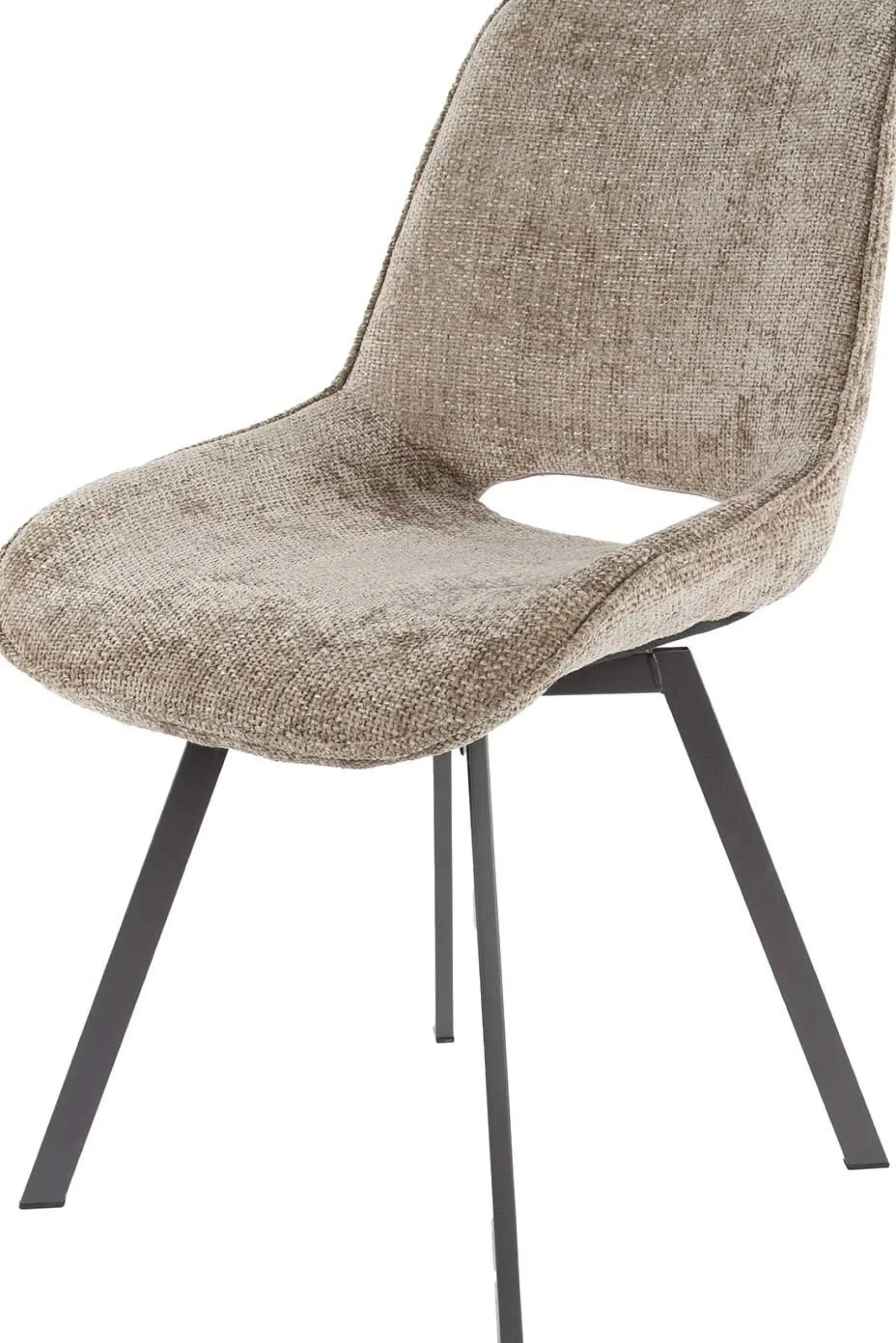 Esszimmer-Drehstuhl Nuria - champagnerfarbener Chenille-Stoff