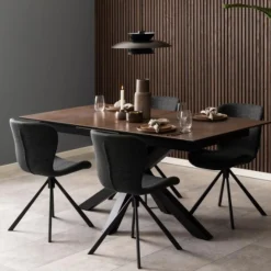 Esszimmer-Drehstuhl Tilda stoff - anthrazit/schwarz