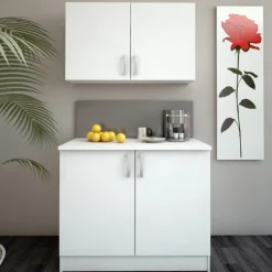 Esszimmergarnitur Nova - Küchenschrank & Oberschrank - Weiß/MDF