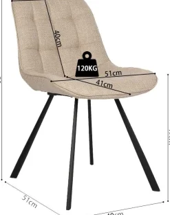 Esszimmerstuhl Ariba mit Metallbeinen - beige