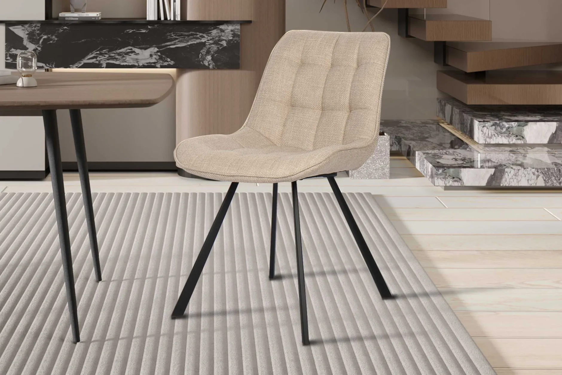 Esszimmerstuhl Ariba mit Metallbeinen - beige