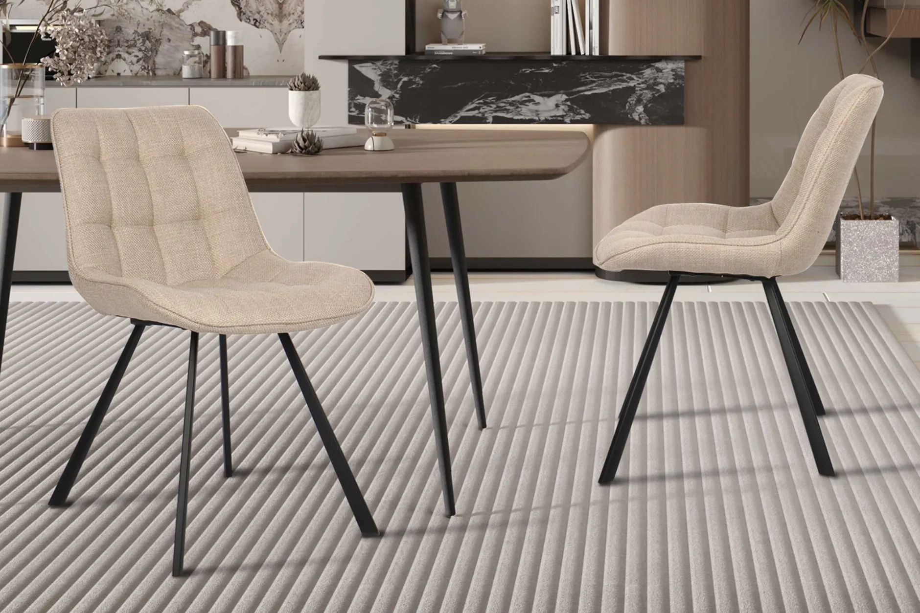 Esszimmerstuhl Ariba mit Metallbeinen - beige