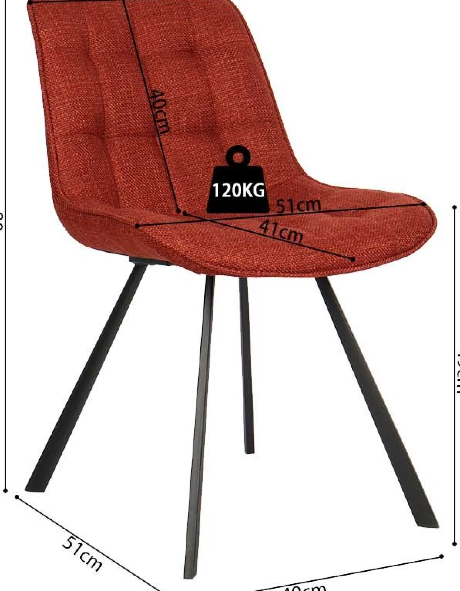 Esszimmerstuhl Ariba mit Metallbeinen - rot