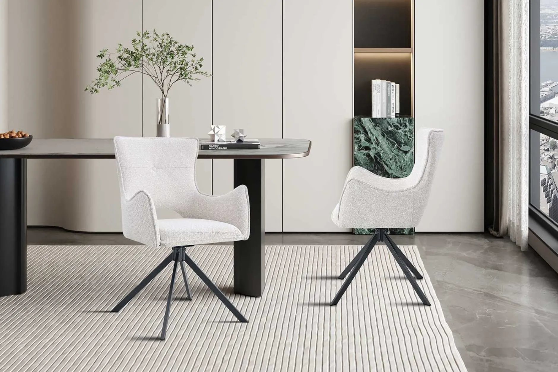 Esszimmerstuhl Billy - 58x60x88cm - drehbar - ecru