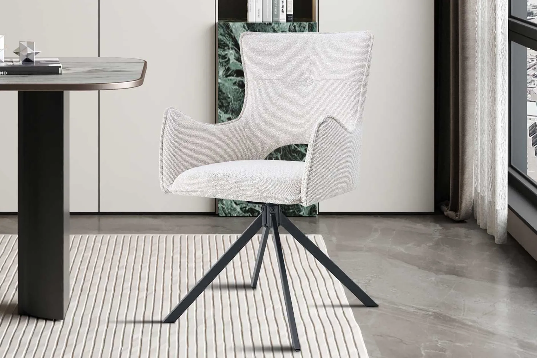 Esszimmerstuhl Billy - 58x60x88cm - drehbar - ecru