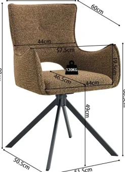Esszimmerstuhl Billy - 58x60x88cm - drehbar - Rost