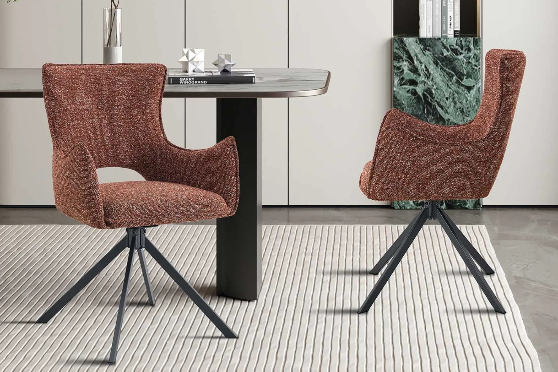 Esszimmerstuhl Billy - 58x60x88cm - drehbar - rot