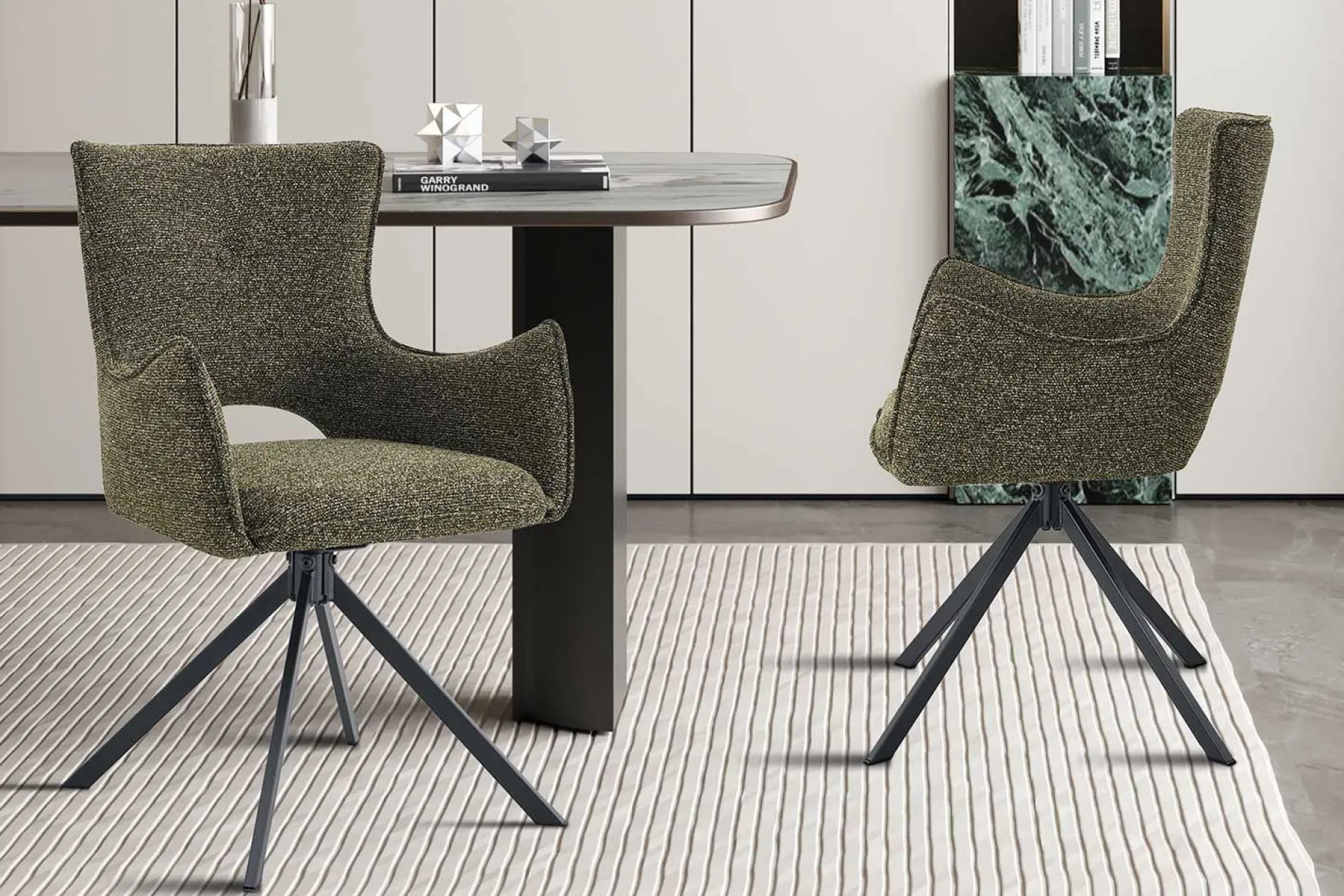 Esszimmerstuhl Billy - 58x60x88cm - drehbar - grün