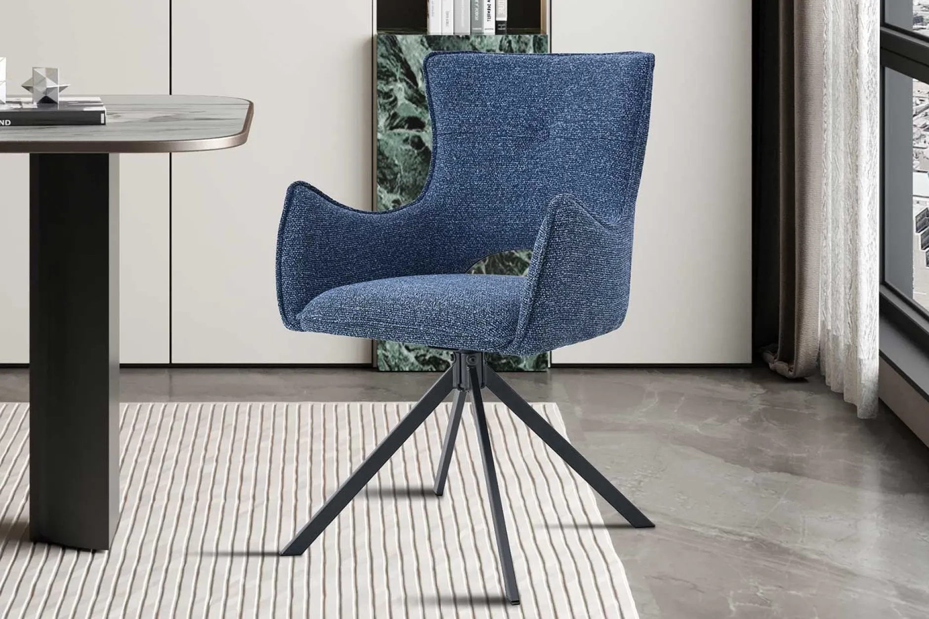 Esszimmerstuhl Billy - 58x60x88cm - drehbar - blau