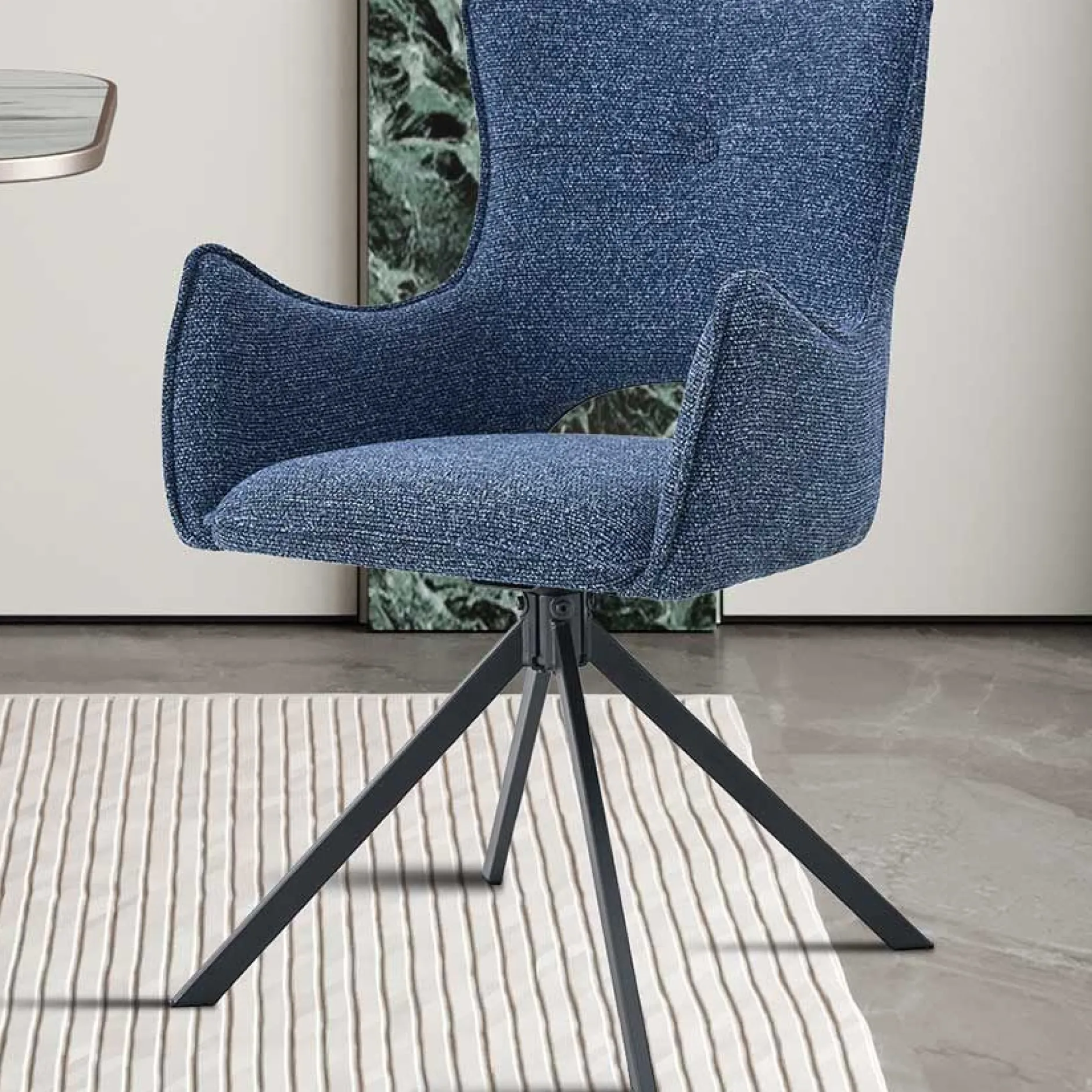 Esszimmerstuhl Billy - 58x60x88cm - drehbar - blau