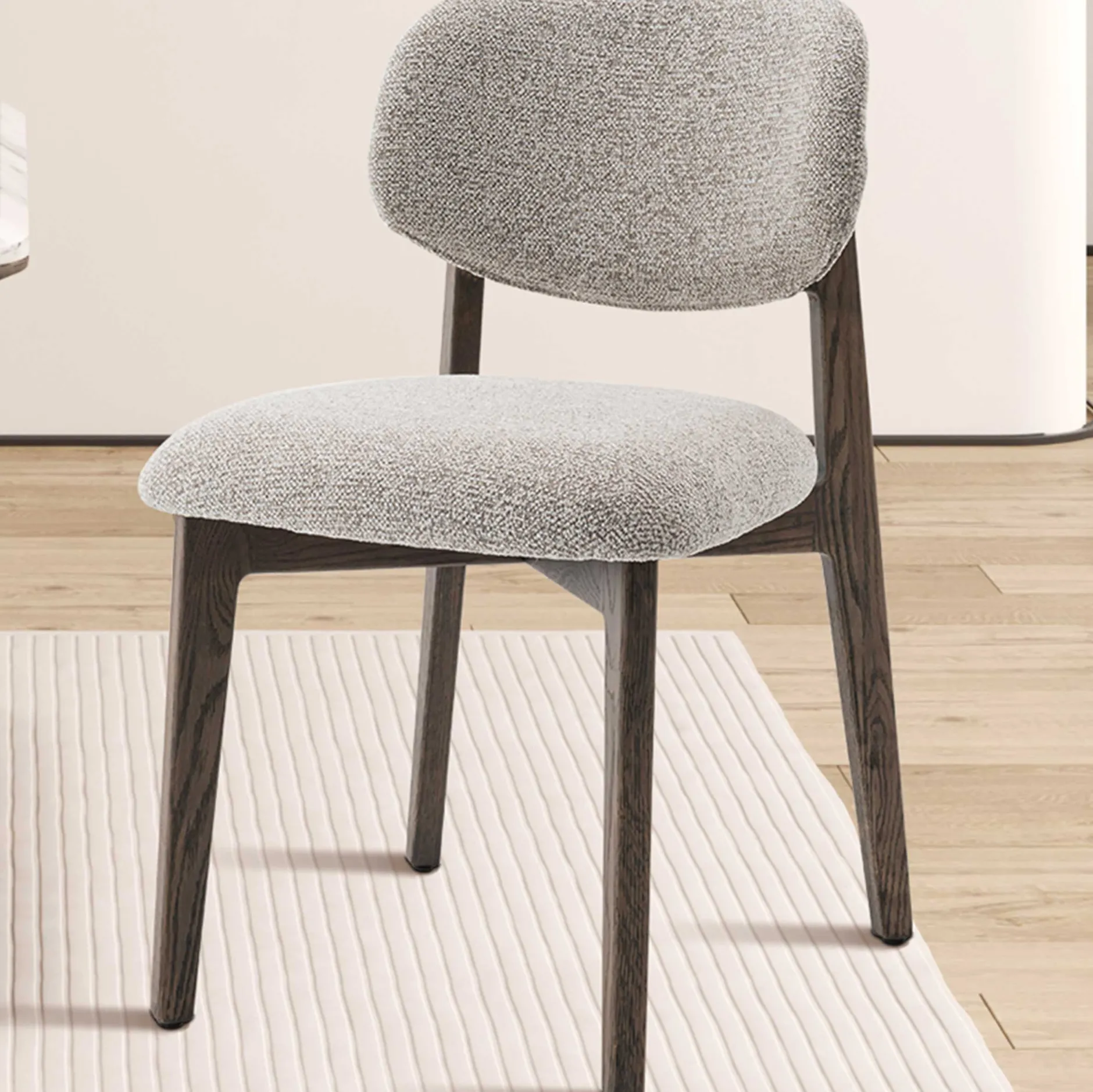 Esszimmerstuhl Carmen - 48x59x83,5cm - Räuchereiche/beiger Stoff