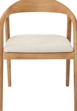 Esszimmerstuhl Claire - 57x66x74cm - beige Stoff/Essenholz
