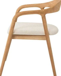 Esszimmerstuhl Claire - 57x66x74cm - beige Stoff/Essenholz