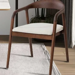 Esszimmerstuhl Claire - 57x66x74cm - beige Stoff/Walnuss