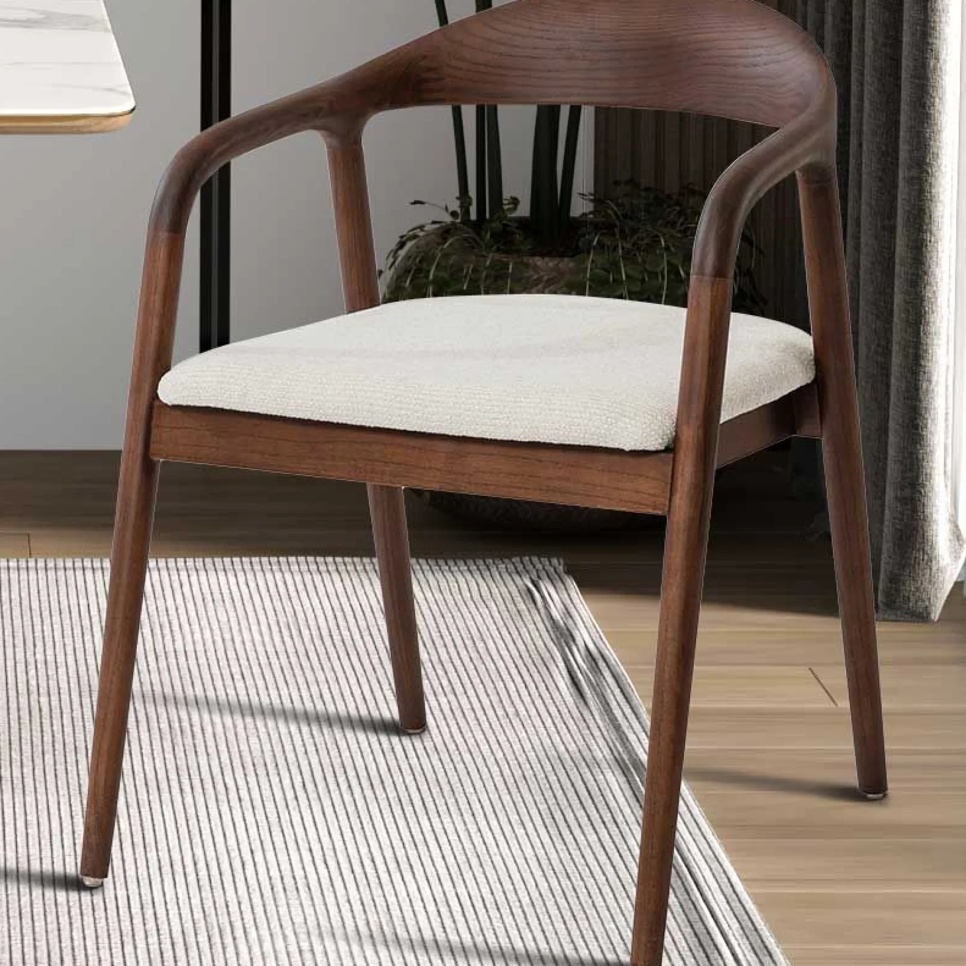 Esszimmerstuhl Claire - 57x66x74cm - beige Stoff/Walnuss