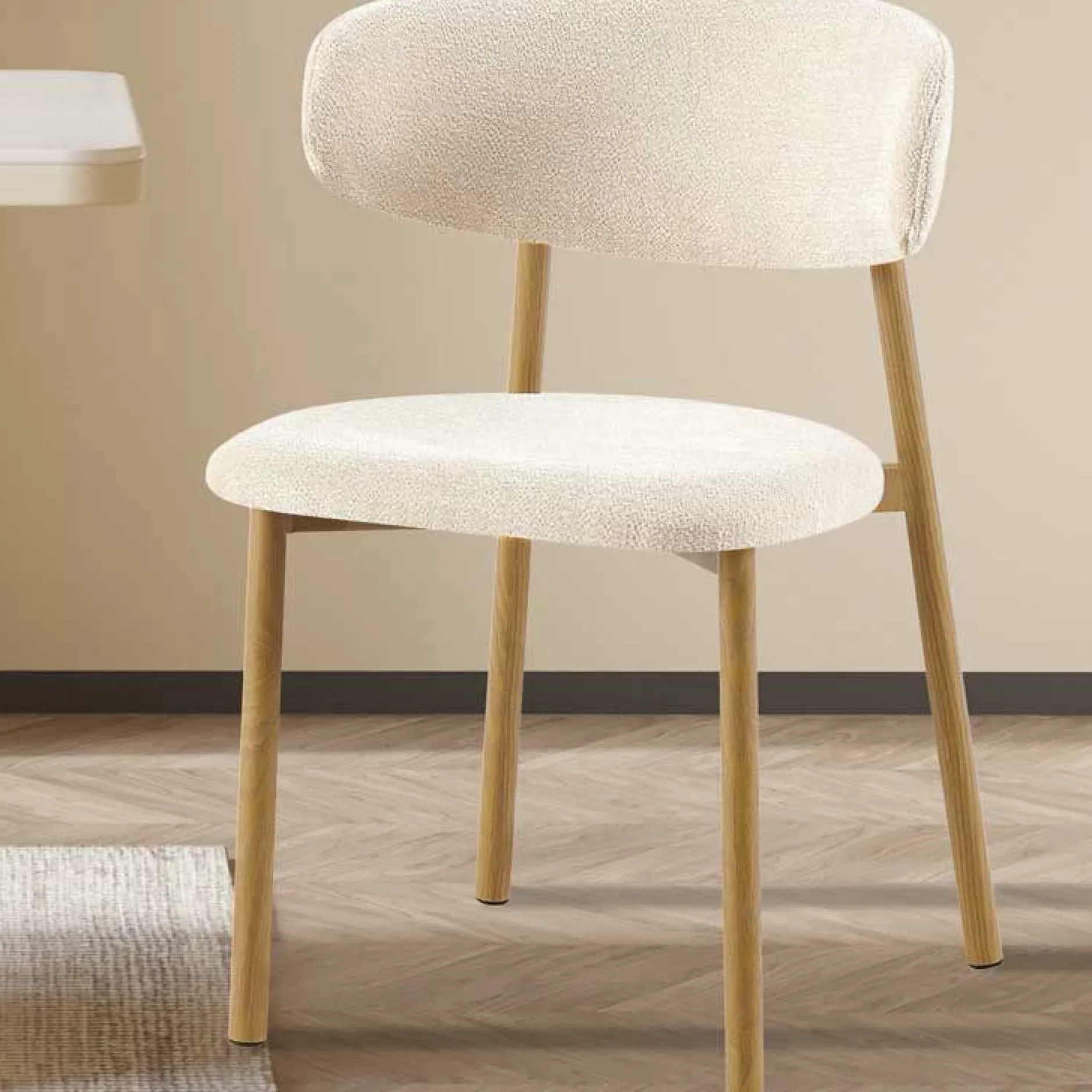 Esszimmerstuhl Coco - 53x52x78cm - Metall/beiger Stoff