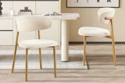 Esszimmerstuhl Coco - 53x52x78cm - Metall/beiger Stoff