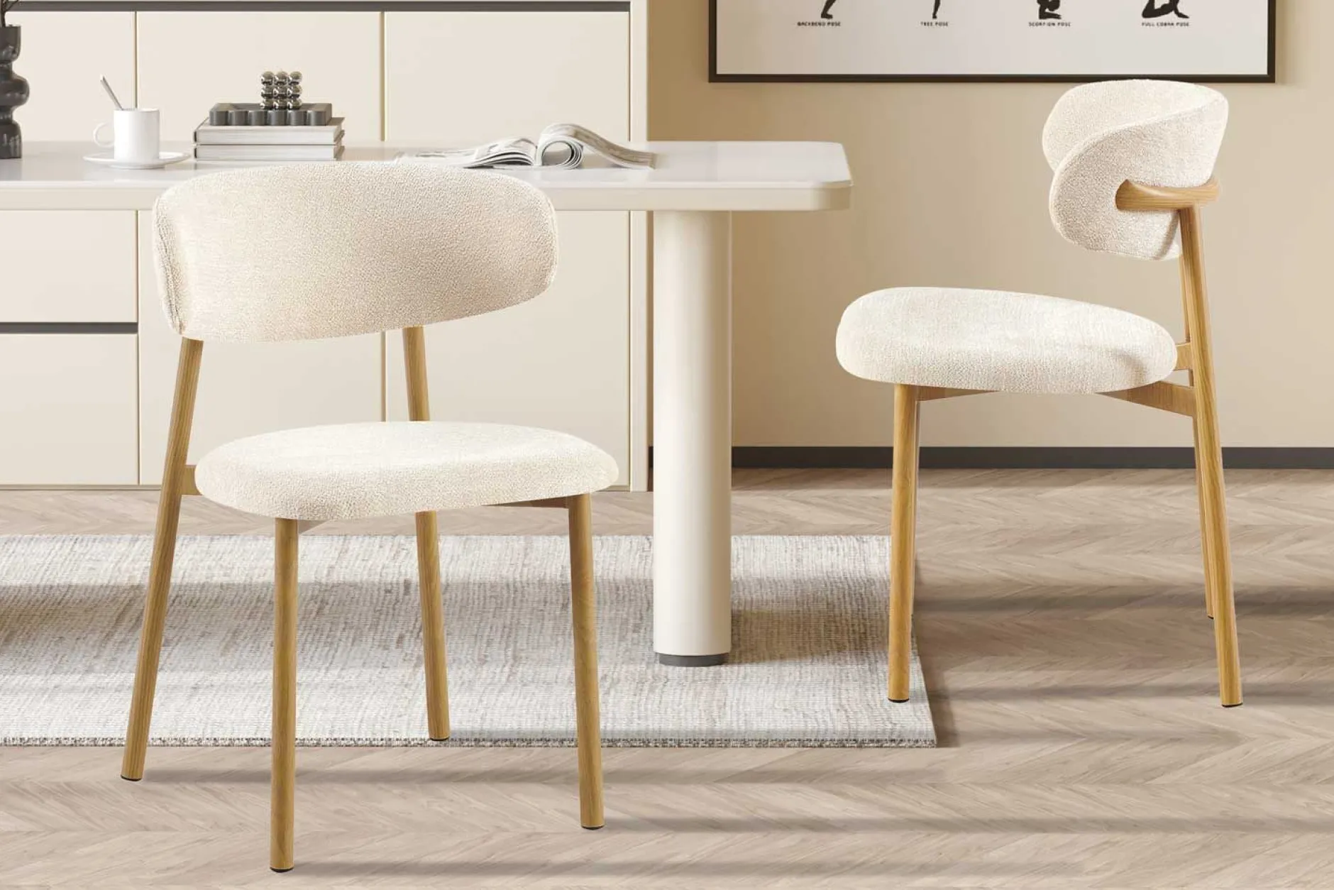 Esszimmerstuhl Coco - 53x52x78cm - Metall/beiger Stoff