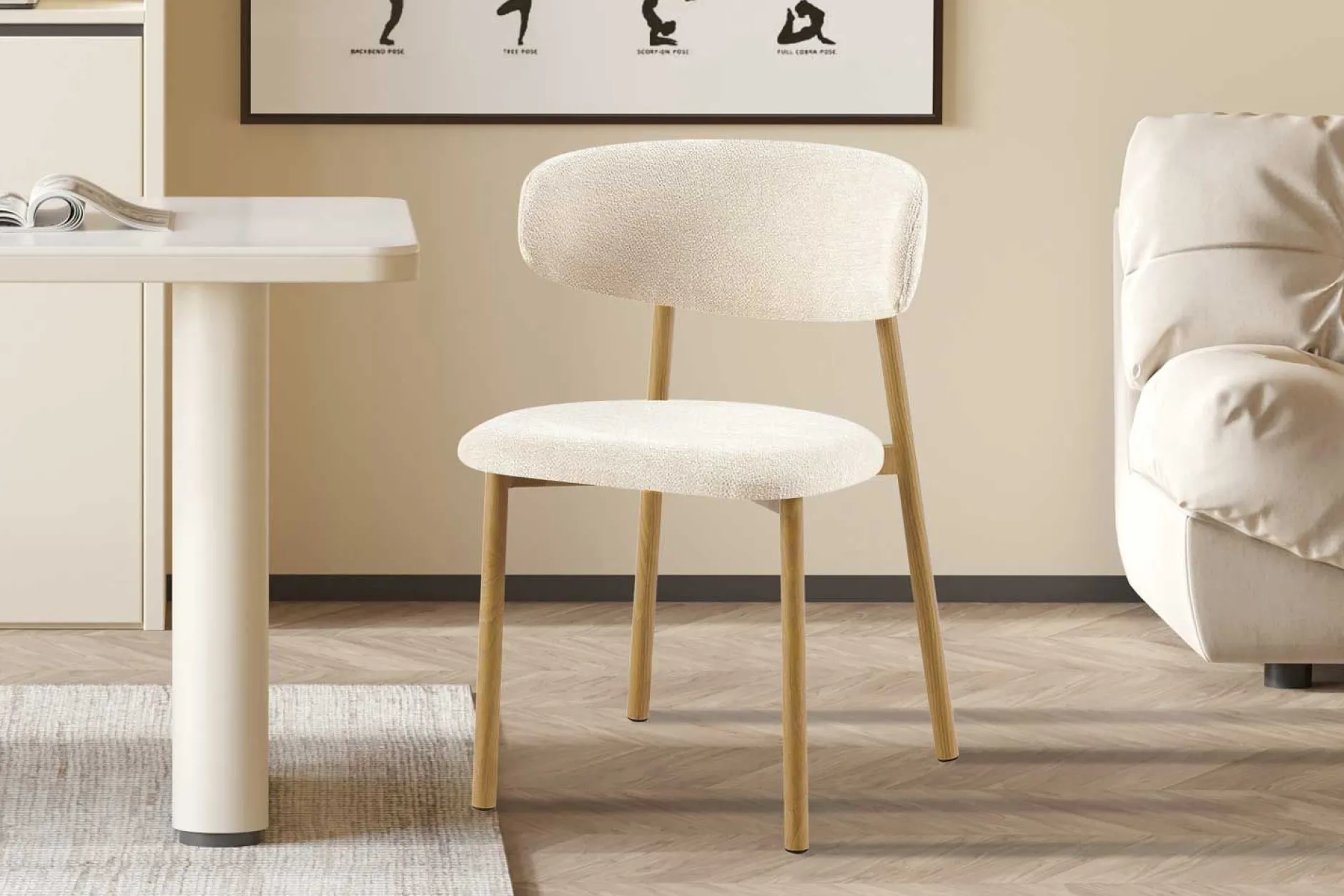 Esszimmerstuhl Coco - 53x52x78cm - Metall/beiger Stoff