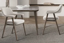Esszimmerstuhl Coralie - 64x59.5x83cm - Eiche rauch/beige Stoff