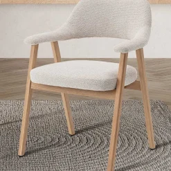 Esszimmerstuhl Coralie - 64x59.5x83cm - Eiche massiv/beige Stoff