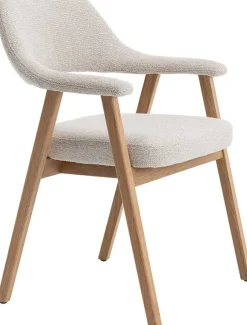 Esszimmerstuhl Coralie - 64x59.5x83cm - Eiche massiv/beige Stoff